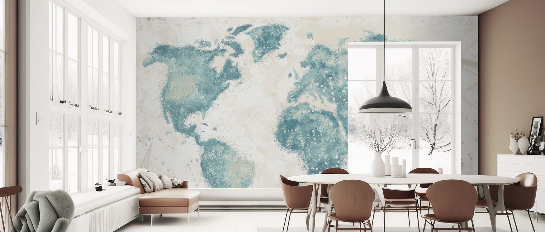Gentle world map wallpaper designed with soft tones, enriching interiors with peaceful charm. Its delicate details create serene walls perfect for studies, nurseries, or bedrooms seeking calm global beauty.