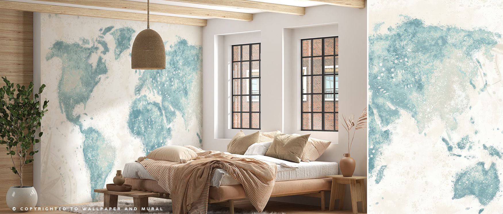 Explore the World I Light Wallpaper featuring subtle tones and refined map artistry. Its calming aesthetic makes interiors tranquil and stylish, ideal for nurseries, bedrooms, or studies where peace and inspiration are important. 