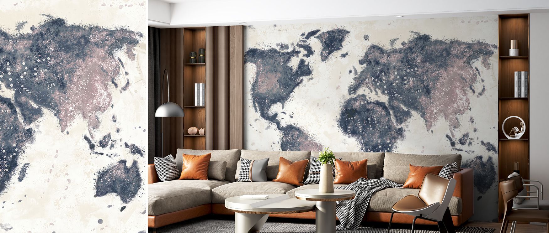 Explore wallpaper featuring bold dark tones, styled with refined map artistry. Its dramatic aesthetic enriches interiors, making it ideal for studies, living rooms, or creative spaces seeking cultural elegance. 