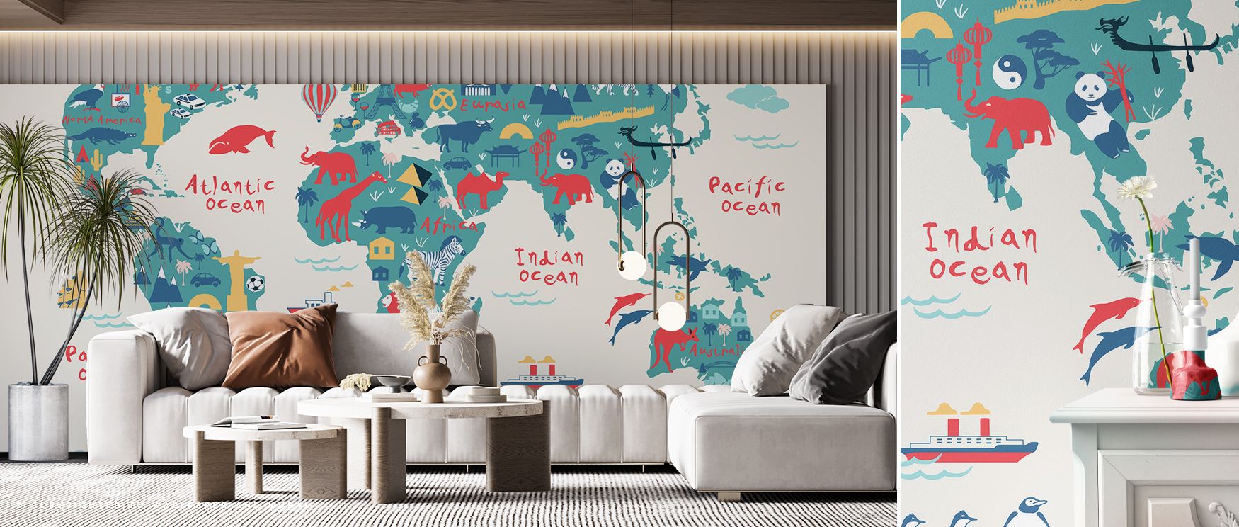 Map of Eurasia wallpaper designed with detailed cartography across Europe and Asia. Its cultured artistry enriches interiors, perfect for classrooms, studies, or living rooms inspired by travel and heritage. 
