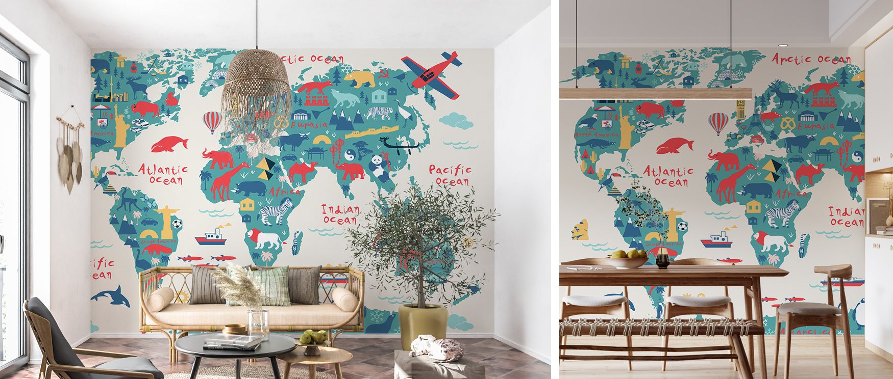 Artistic Eurasia wallpaper capturing cities and borders across Europe and Asia in refined design. Its cultured tones transform interiors, ideal for offices, classrooms, or living rooms seeking educational sophistication. 