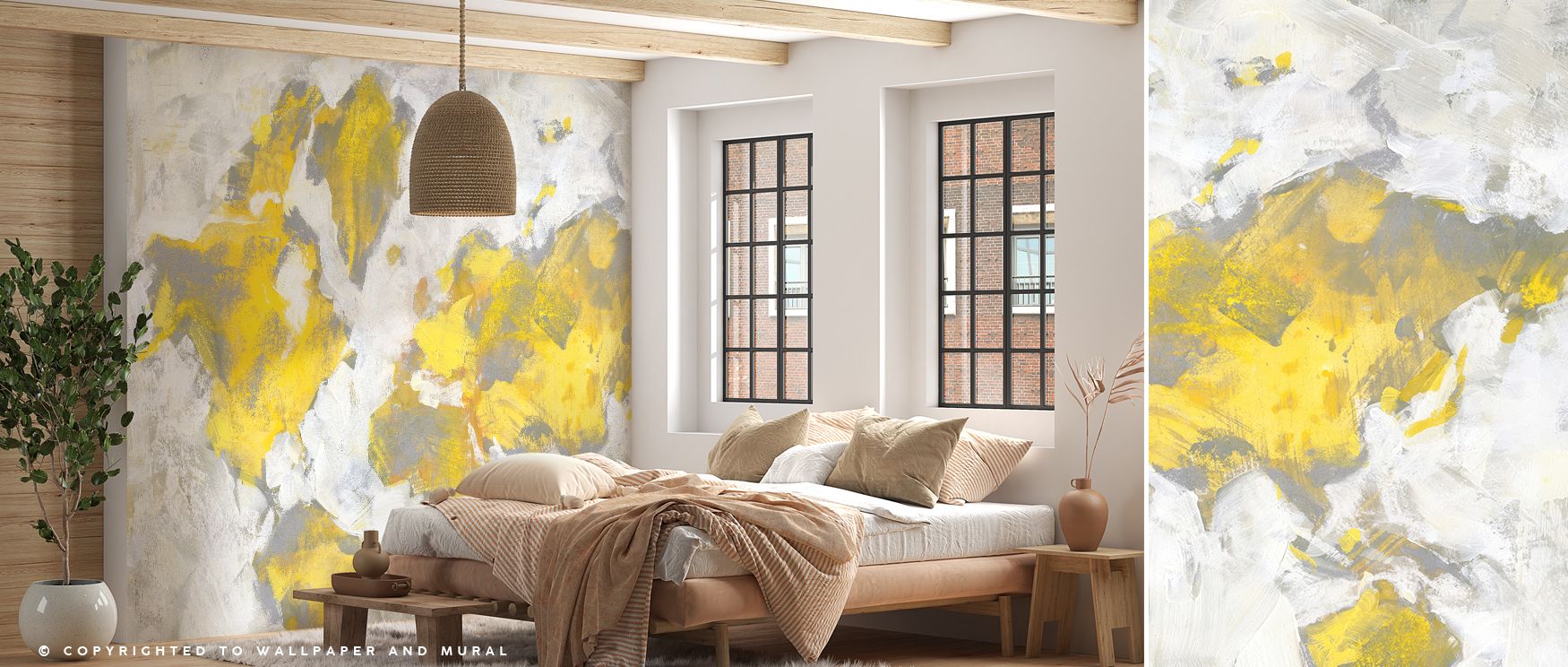 Bright yellow tones spread across this wallpaper, decorated with world map details. Living rooms or bedrooms glow with charm, as walls radiate lively artistry and sophistication, blending cheerful color with timeless cartographic inspiration. 