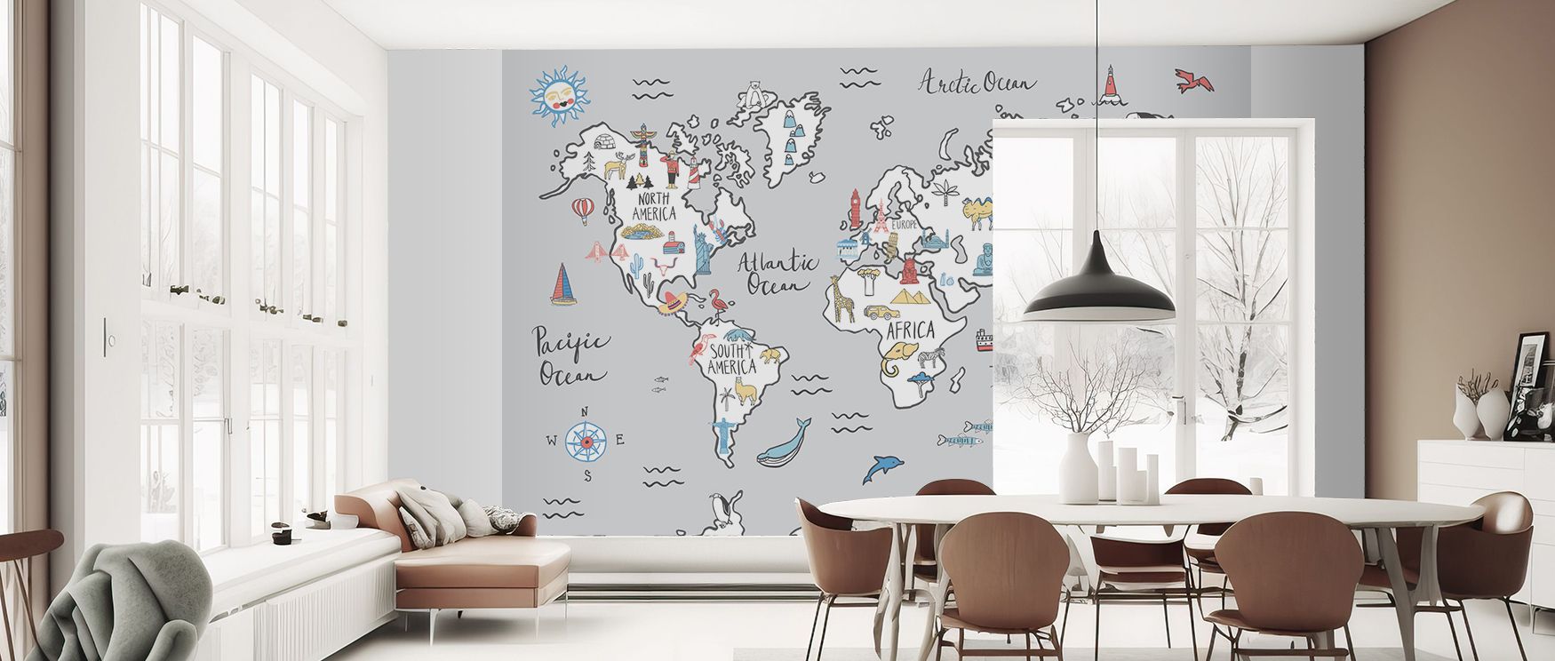 Refined map details spread across this wallpaper, filling interiors with global charm. Living rooms or offices glow with artistry, as walls reflect education, refinement, and timeless sophistication. 