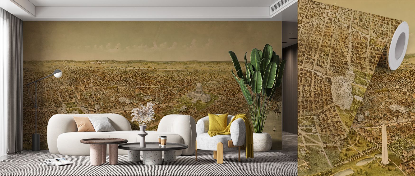Washington’s city details appear across this wallpaper in refined artistry. Offices or bedrooms glow with sophistication, as walls become enriched with cultural charm and heritage refinement. 
