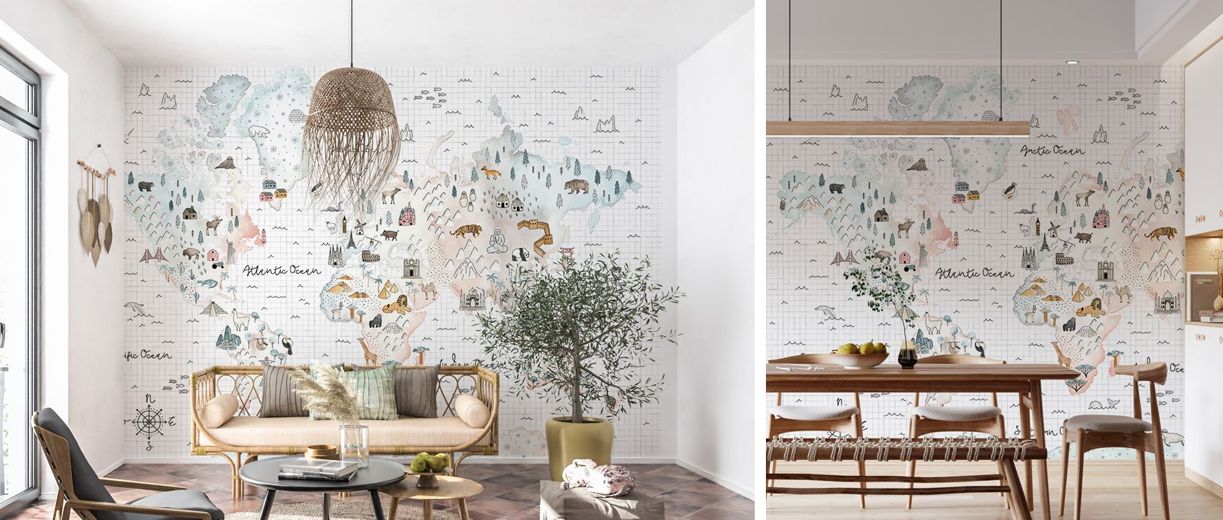 This wallpaper captures the world in intricate cartography, radiating charm. Bedrooms or offices glow with refinement, as walls reflect curiosity, adventure, and timeless sophistication. 