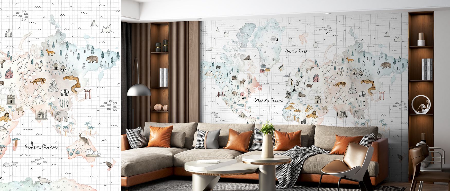 The Travel the World Map Wallpaper captures exploration in refined artistry, enriching bedrooms or lounges. Interiors glow with charm, as walls radiate curiosity, refinement, and global sophistication. 