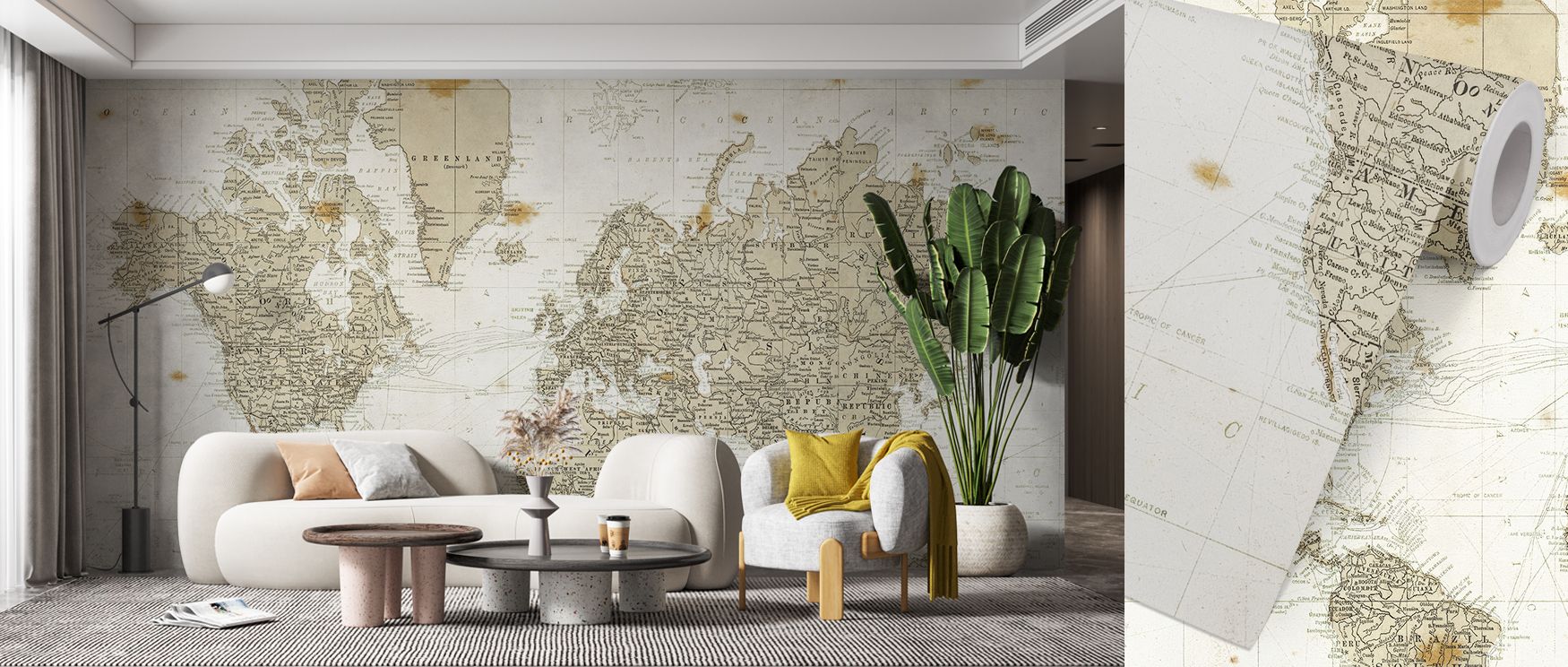 This wallpaper depicts the entire world in fine cartographic detail, paired with uplifting spirit. Perfect for bedrooms or offices, it inspires interiors with curiosity and charm. Walls radiate artistry and meaning, offering daily motivation to explore an