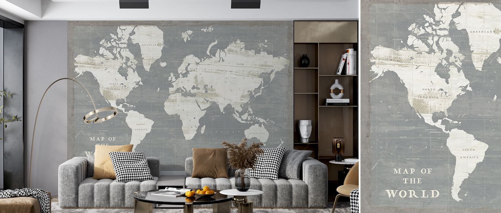 This wallpaper depicts intricate world cartography in slate artistry, enriching interiors with refinement. Living rooms or bedrooms glow with charm as walls transform into cultural showcases filled with sophistication, modern detail, and timeless global s