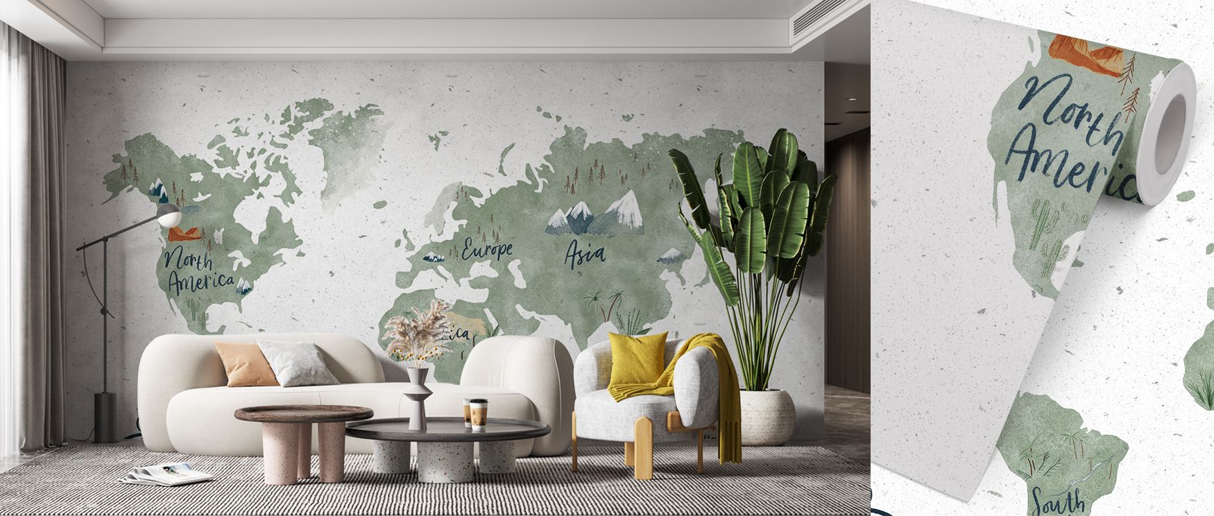 White cartography spreads across this wallpaper in minimalist artistry, radiating Scandinavian charm. Bedrooms, offices, or lounges glow with refinement as walls reflect global detail, cultural beauty, and timeless sophistication, making interiors serene 