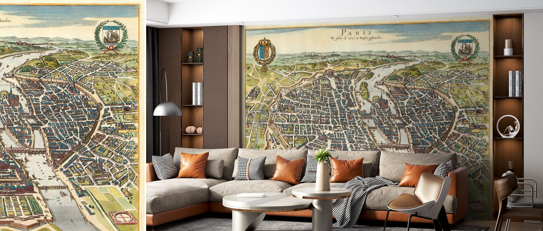 This wallpaper captures 1620 Paris cartography in refined artistry, turning interiors into cultural retreats. Bedrooms or lounges glow with sophistication as walls reflect heritage pride, refinement, and French design, enriching homes with timeless artist