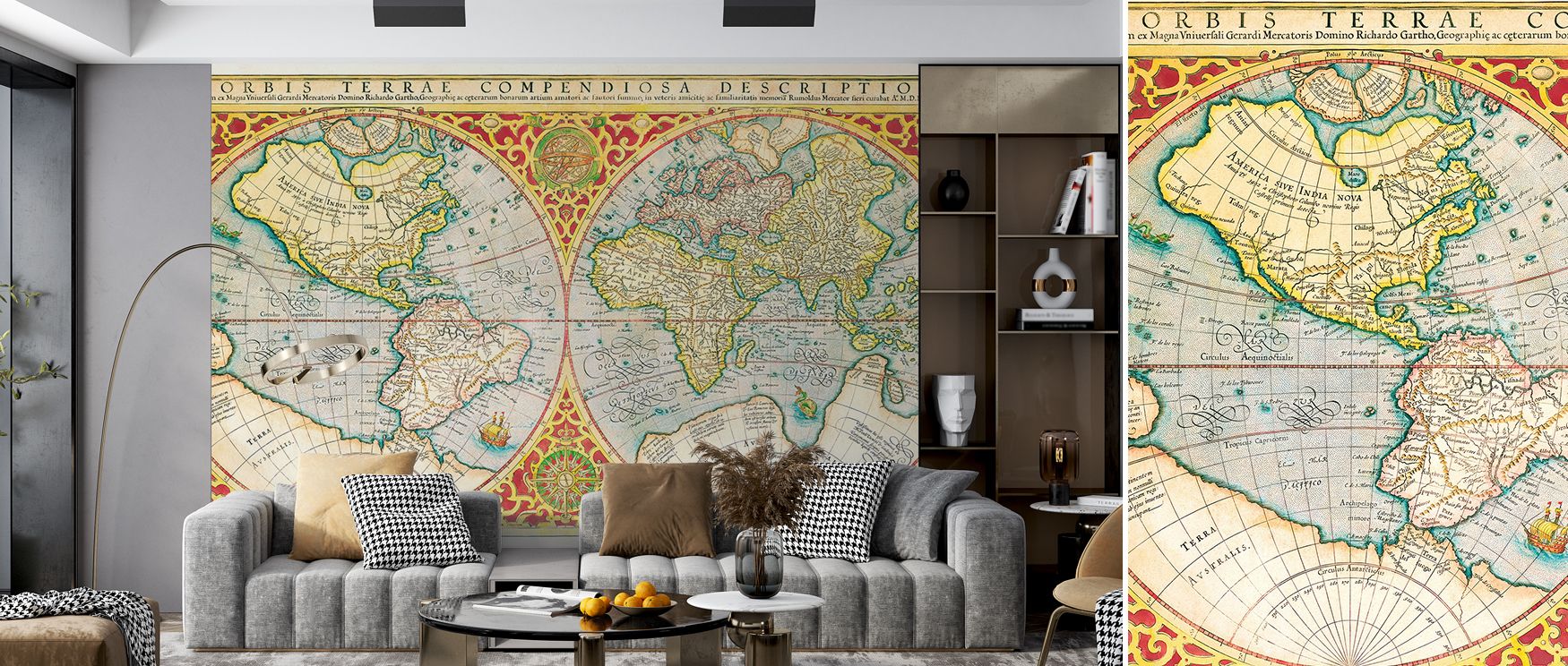 Orbis Terrae artistry spreads across this wallpaper, enriching interiors with heritage charm. Bedrooms, lounges, or offices glow with refinement as walls radiate global beauty, cultural pride, and timeless artistry, capturing exploration and sophisticatio