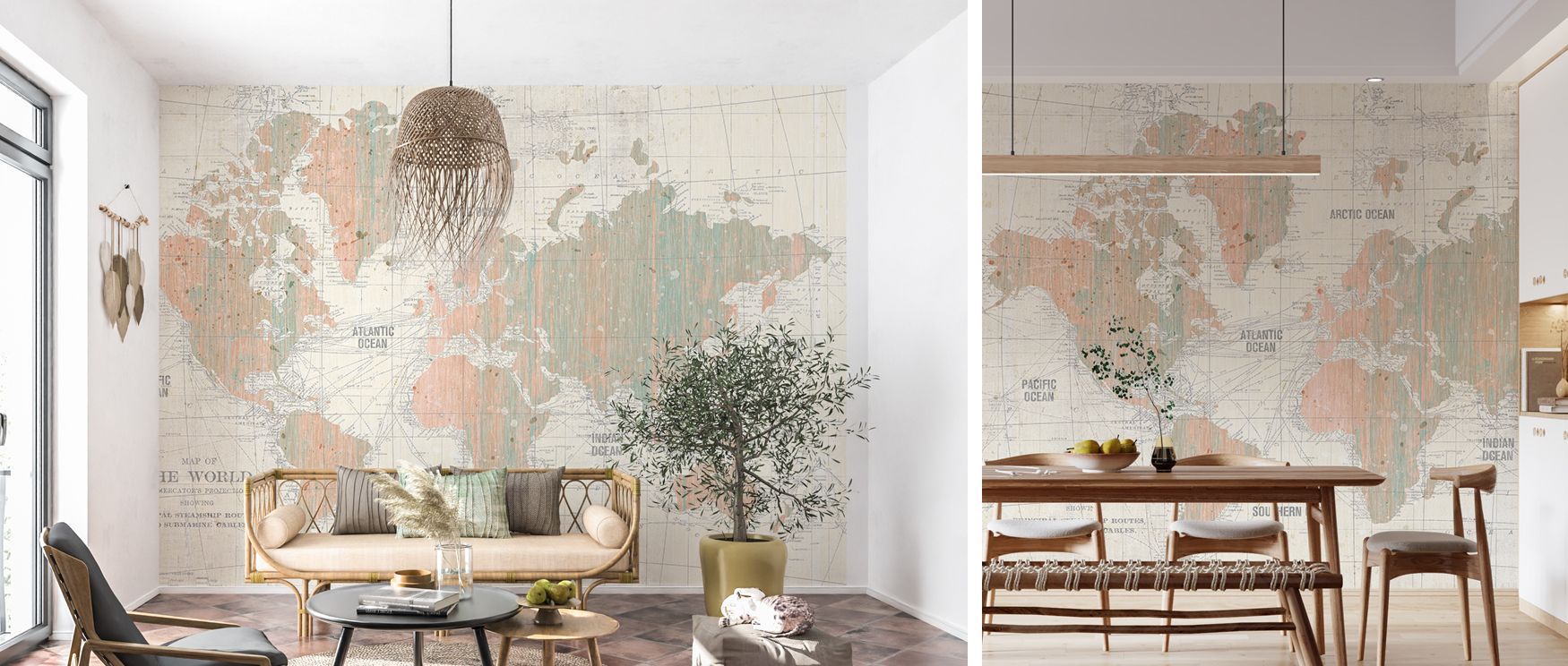 Blush and mint tones highlight antique cartography across this wallpaper, radiating charm. Offices, bedrooms, or living rooms glow with refinement as walls reflect vintage elegance, cultural artistry, and timeless sophistication, creating inspiring homes 