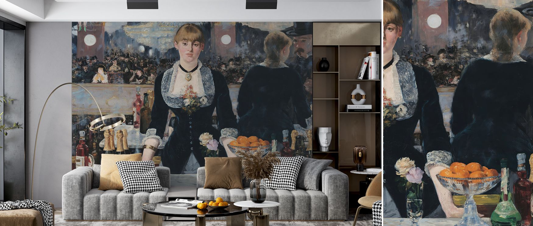 Cultural artistry from the Folies-Bergère scene enriches this wallpaper, radiating charm. Living rooms or lounges glow with refinement as walls become stylish tributes to French elegance, filled with timeless detail, sophistication, and artistry. 