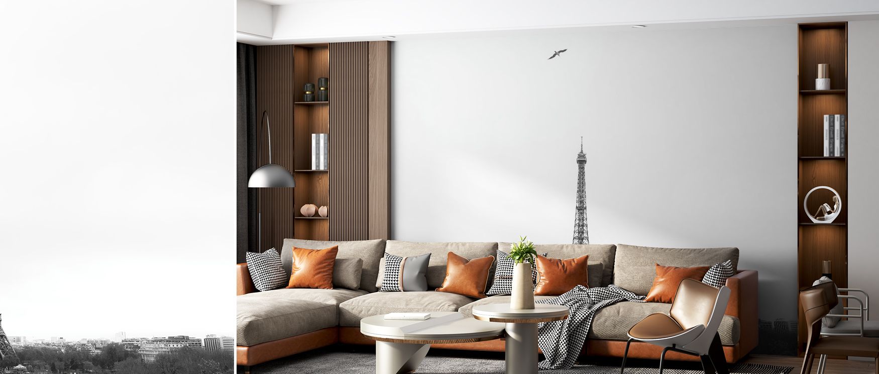 Aerial artistry of Paris spreads across this wallpaper, enriching interiors with refinement. Living rooms or bedrooms glow with charm as walls reflect French beauty, heritage sophistication, and timeless elegance, creating inspiring spaces filled with cul