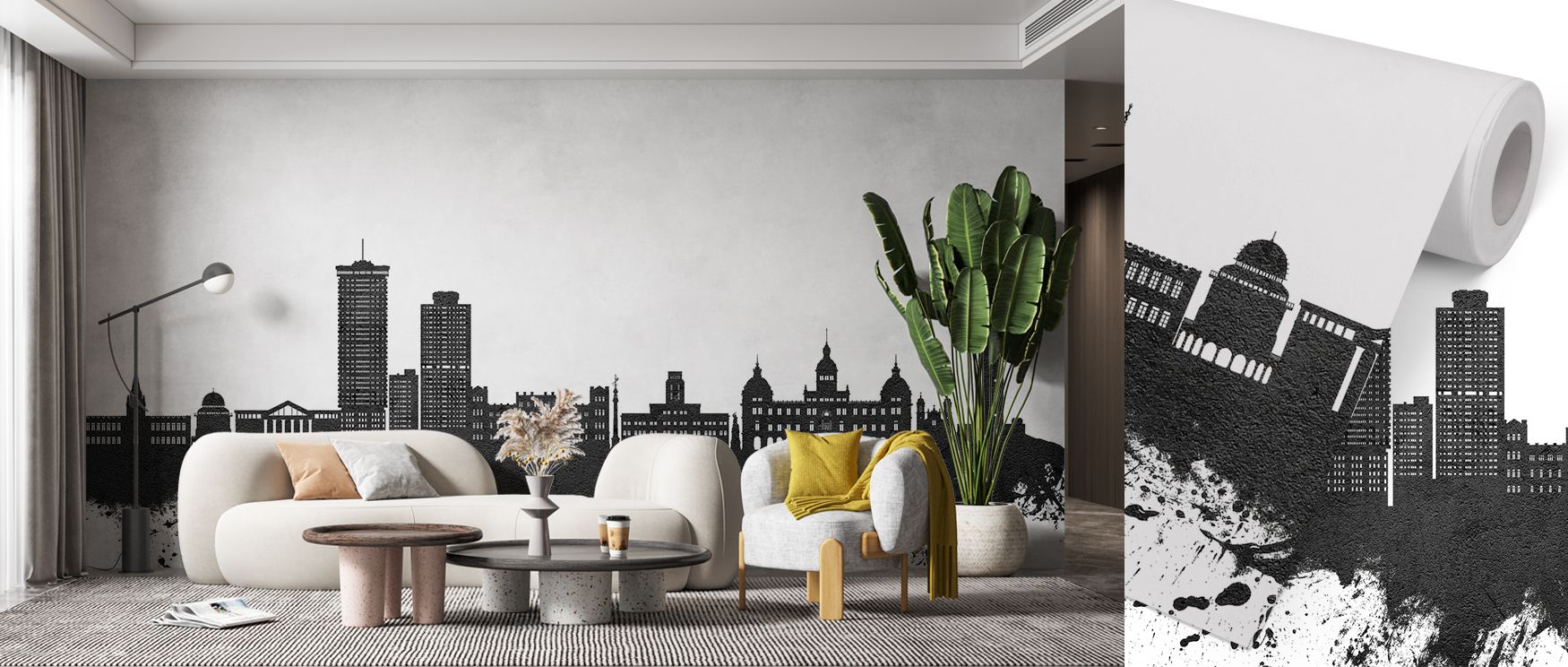 This wallpaper captures A Coruña’s skyline in black-and-white artistry, enriching interiors with cultural charm. Living rooms or bedrooms glow with refinement as walls reflect Spanish pride, modern elegance, and timeless sophistication, turning homes into
