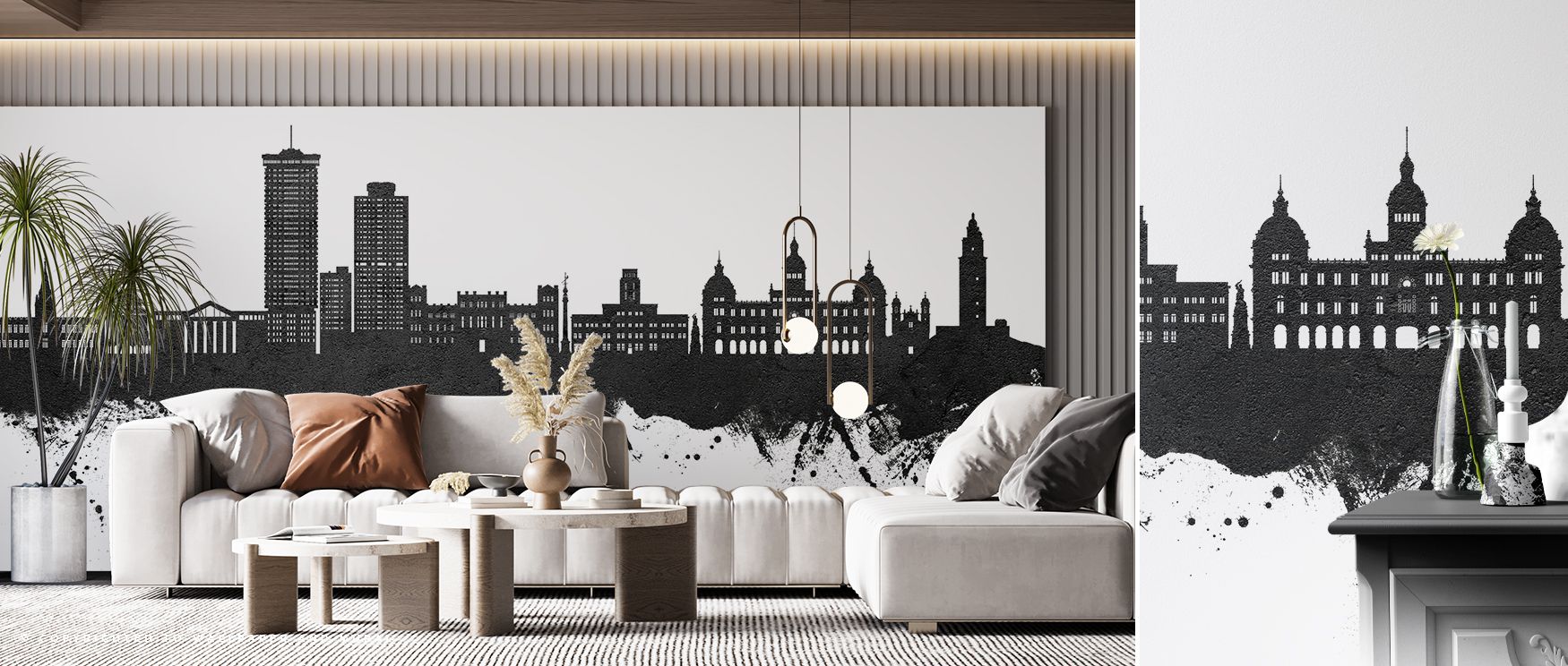 Spanish skyline imagery decorates this wallpaper with charm and refinement. Offices or lounges glow with sophistication as walls transform into canvases enriched with cultural artistry, heritage detail, and timeless elegance, capturing the city’s spirit. 