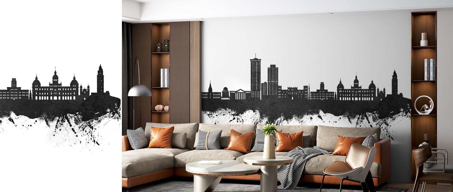 This wallpaper depicts A Coruña’s skyline in refined monochrome artistry, enriching interiors with charm. Offices or bedrooms glow with sophistication as walls transform into inspiring canvases filled with heritage beauty, timeless artistry, and Spanish c