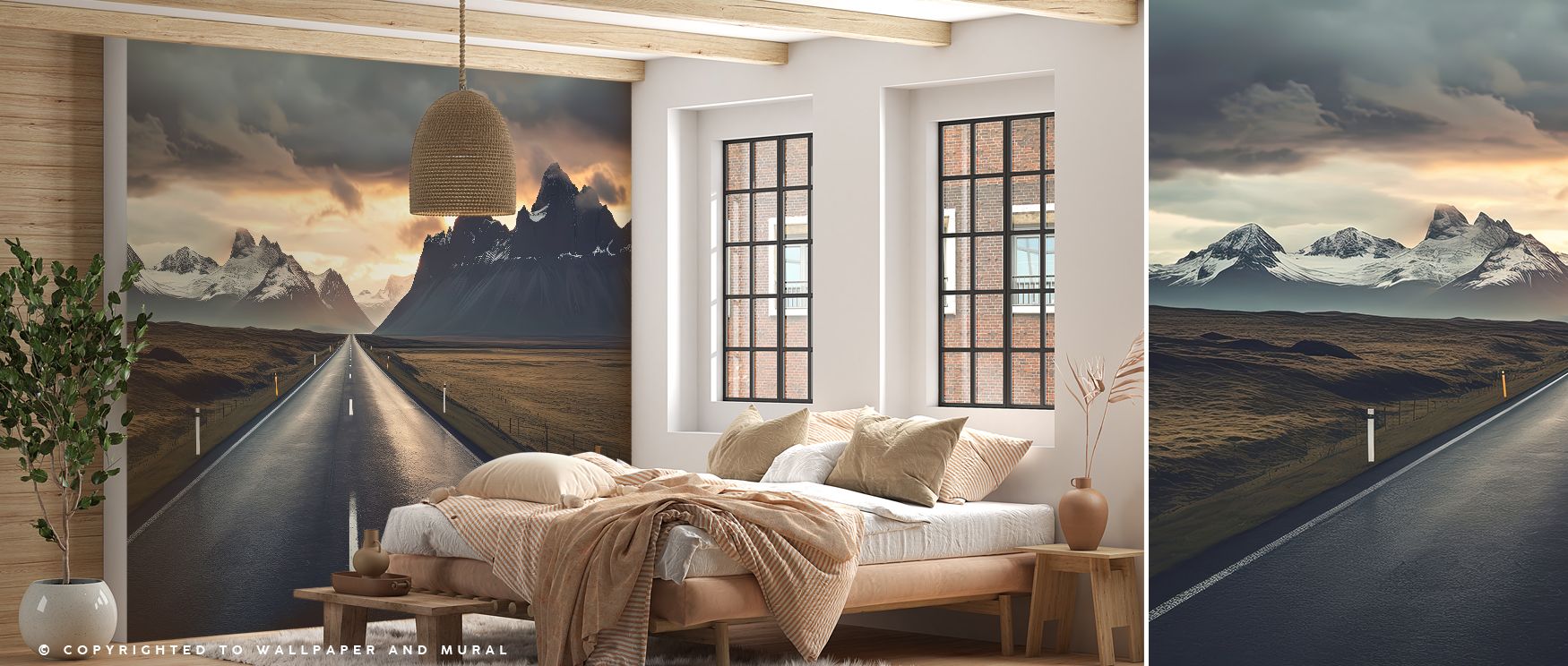 This wallpaper depicts scenic charm with heartfelt imagery, turning interiors into comforting spaces. Living rooms or bedrooms glow with refinement as walls radiate artistry, serenity, and timeless charm, enriching homes with warmth, beauty, and cultural 