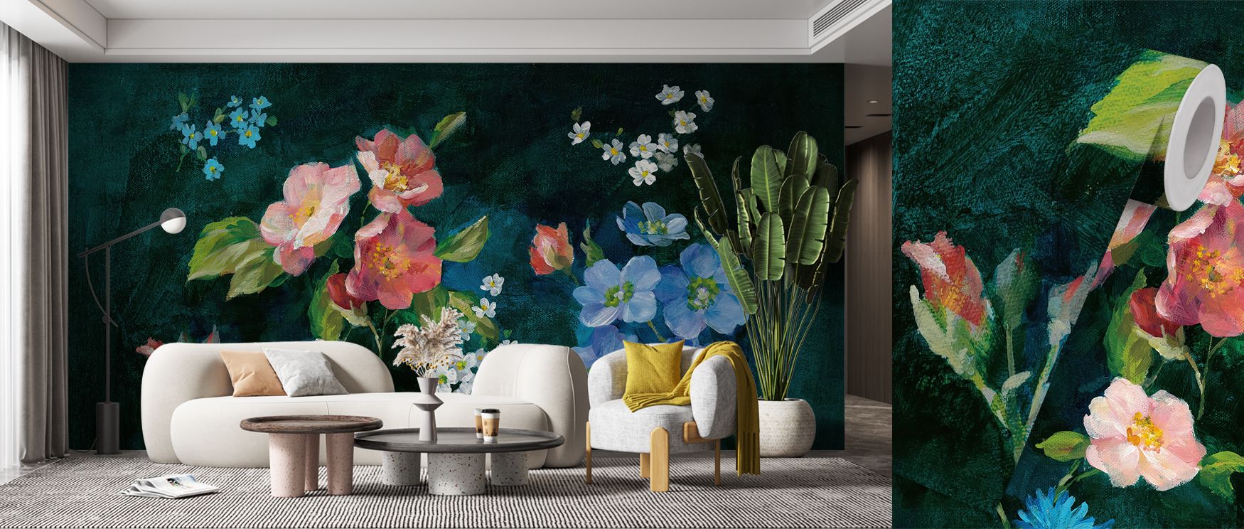 Lush floral details spread across this wallpaper, enriching interiors with charm. Bedrooms or lounges glow with refinement as walls transform into cultural canvases filled with artistry, tranquility, and timeless garden beauty, enhancing homes with peacef