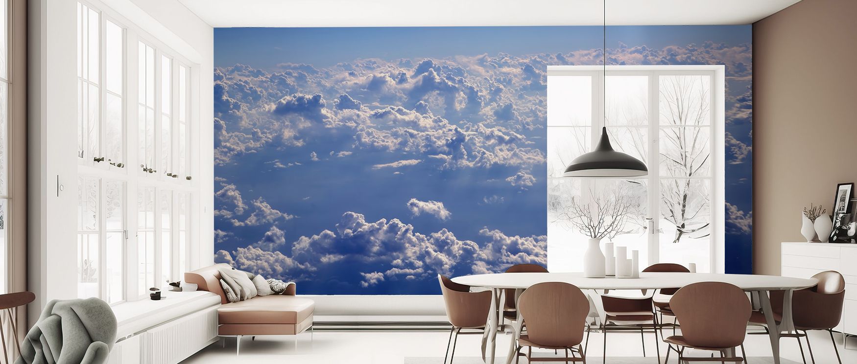 Scenic sky imagery in refined artistry decorates this wallpaper with charm. Bedrooms, lounges, or offices glow with sophistication as walls transform into inspiring canvases filled with uplifting beauty, serenity, and timeless cultural refinement.