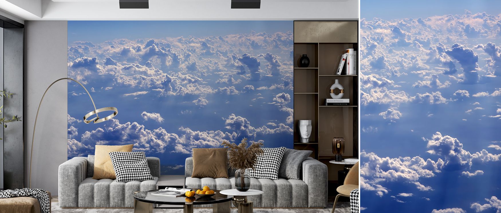 Blue sky tones spread across this wallpaper, enriching interiors with charm. Designed for bedrooms or living rooms, it makes walls glow with refinement as walls reflect cultural artistry, uplifting serenity, and timeless beauty rooted in nature. 