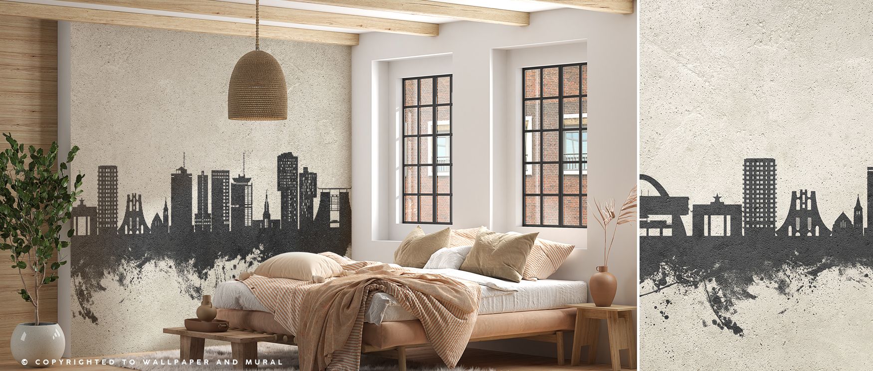 Contemporary concrete wallpaper mural featuring Accra skyline, ideal for offices or living rooms where modern design meets architectural beauty, creating interiors filled with Ghanaian identity and cosmopolitan atmosphere in stylish harmony. 
