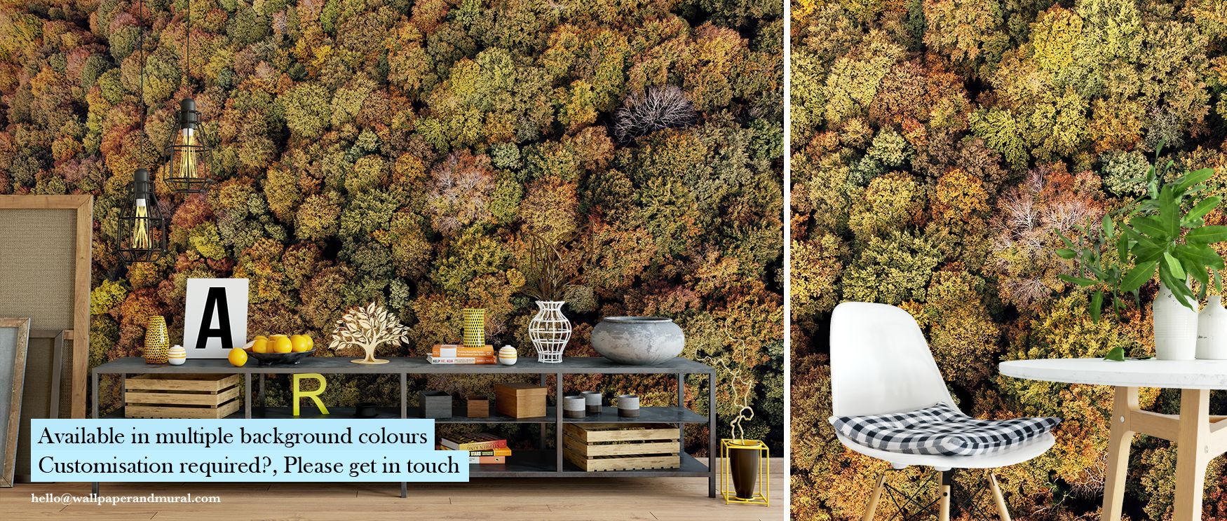 Decorative forest canopy wallpaper mural with aerial green tones, ideal for lounges or modern living rooms, turning plain walls into nature-inspired canvases filled with immersive scenery, balance, and tranquility in stylish interiors. 