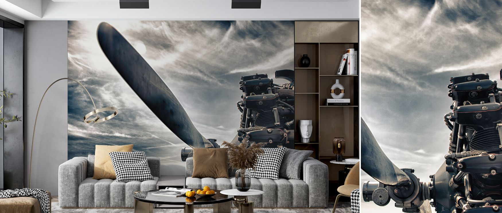 Bold aero maquina wallpaper mural with abstract aerial patterns, transforming bedrooms or study areas into creative interiors filled with futuristic accents, imaginative visual statements, and modern artistic design. 