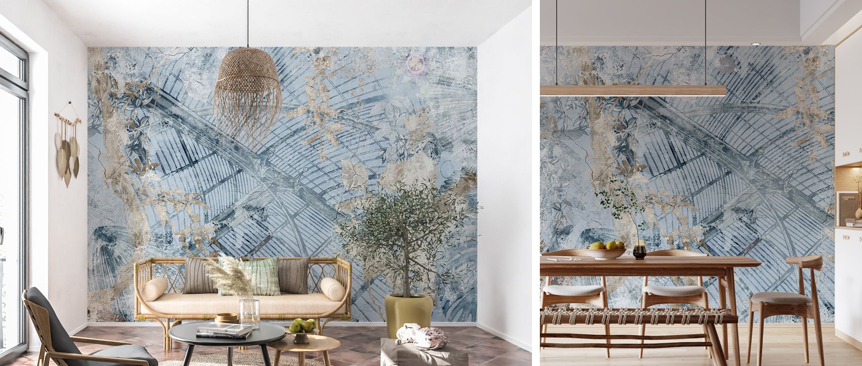 Nostalgic greenhouse wallpaper mural enriched with aged decorative textures, ideal for bedrooms or lounges, enhancing interiors with warm rustic atmospheres that evoke heritage, charm, and timeless elegance in stylish design. 