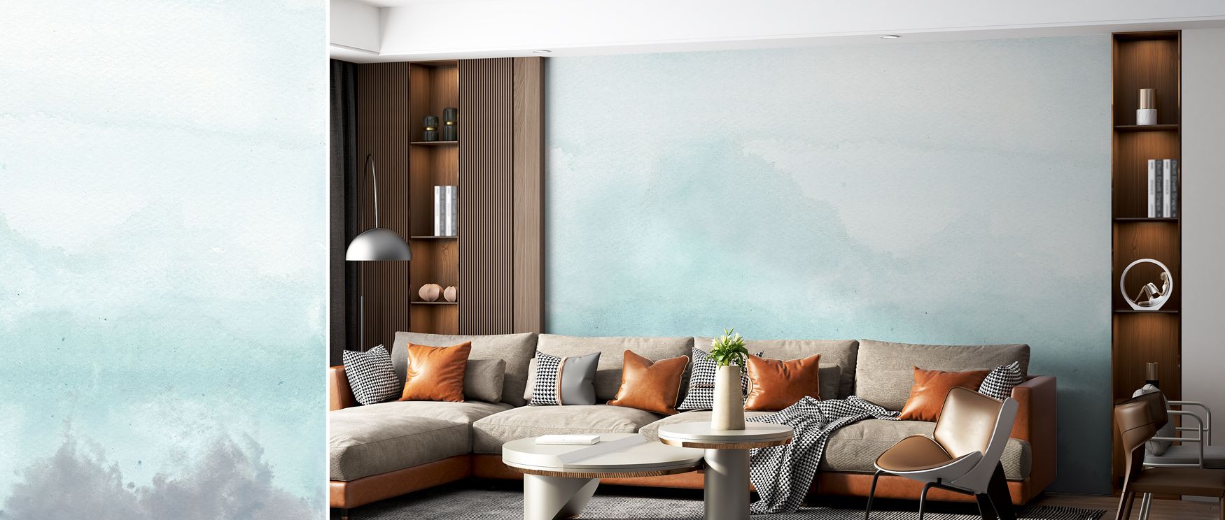 Bold altered landscape mural wallpaper with surreal forms and layered colors, perfect for bedrooms or offices, turning walls into artistic features that inspire creativity, imagination, and modern visual artistry in interiors. 