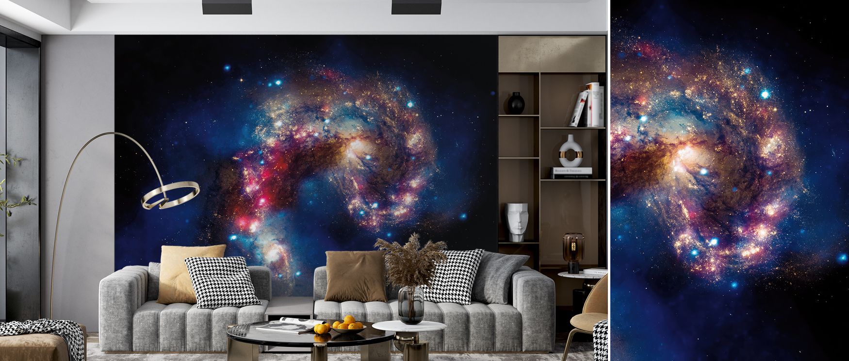 Abstract tones create futuristic rhythms, enhancing bedrooms with rest, living rooms with vibrancy, and offices with innovation, bringing interiors alive with character and contemporary energy. 