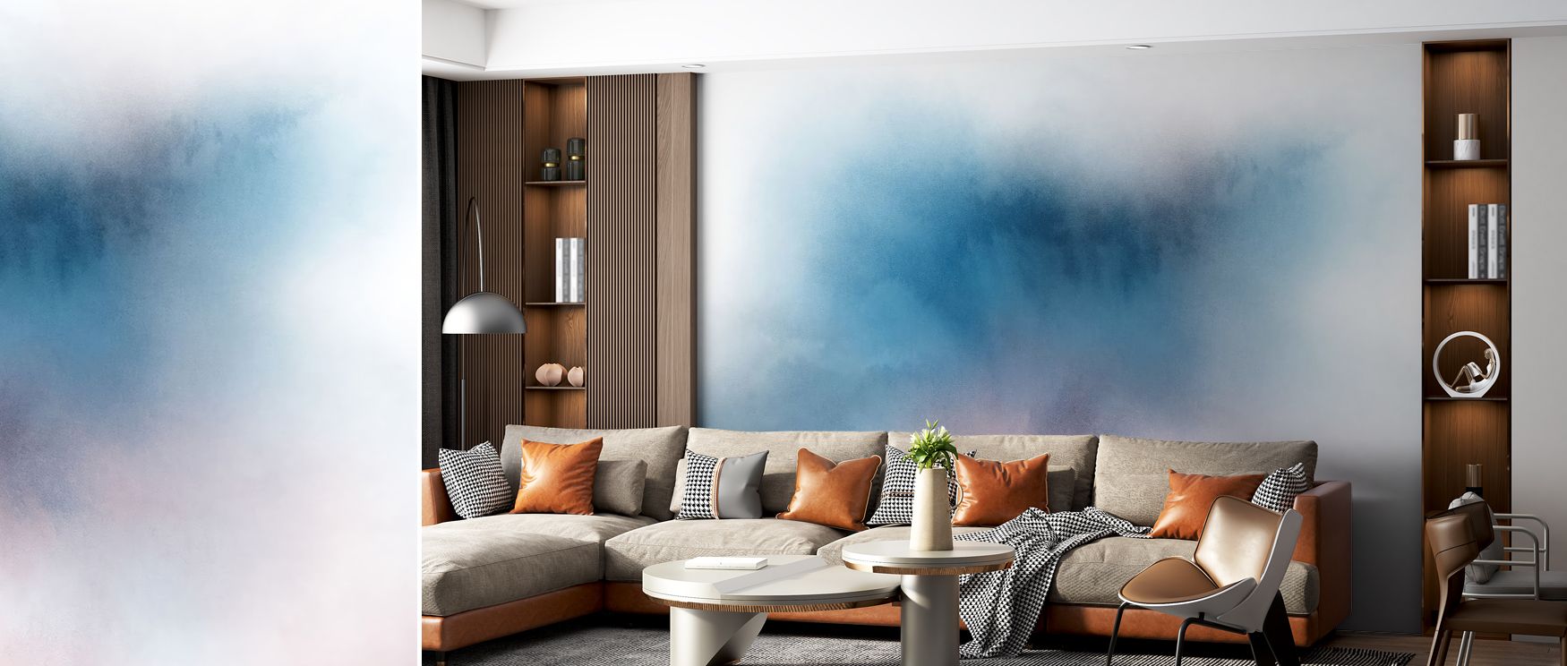 Artistic blur enriches the design with flowing softness, enhancing bedrooms with peace, living rooms with vibrancy, and offices with creative energy, ensuring interiors feel inspired by watercolor beauty. 