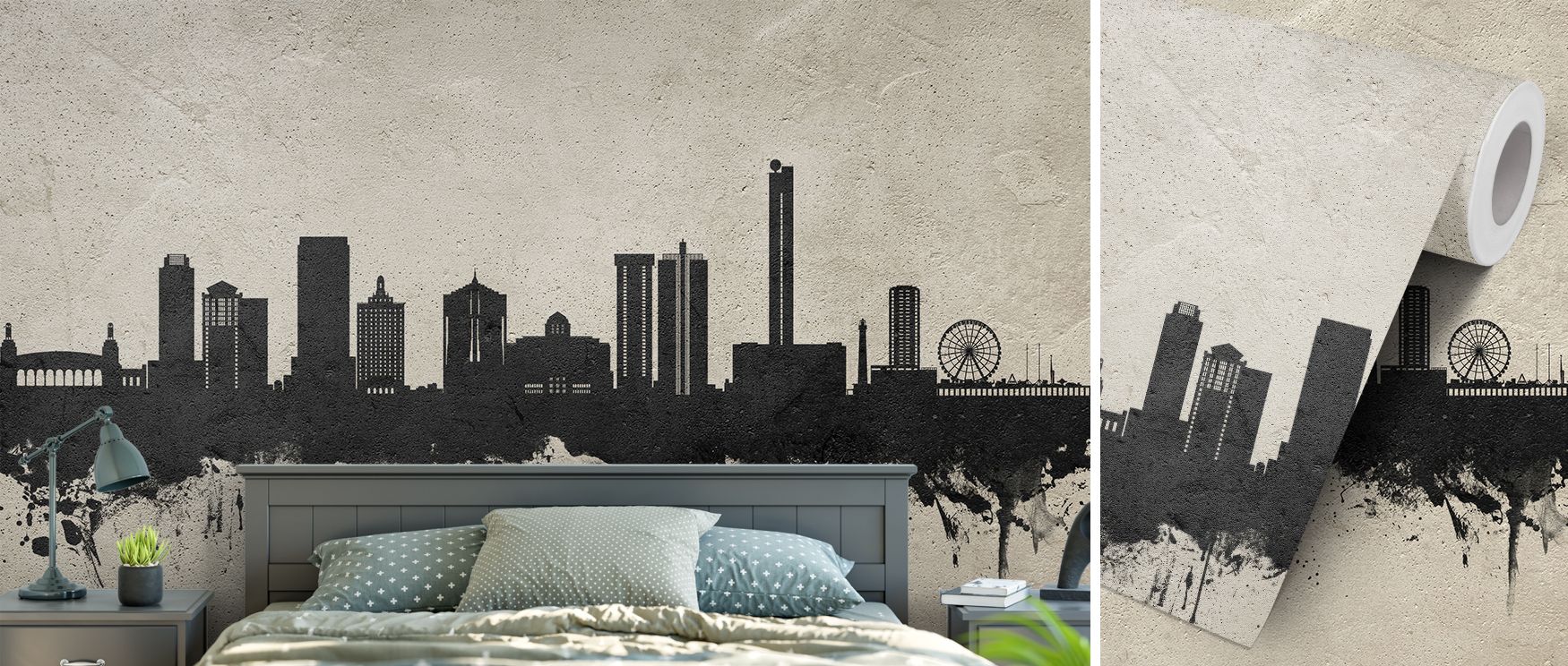 Decorative Atlantic City mural wallpaper showcasing concrete skyline imagery, suitable for offices or study areas, creating interiors enriched with urban charm, stylish decorative accents, and modern cosmopolitan energy. 