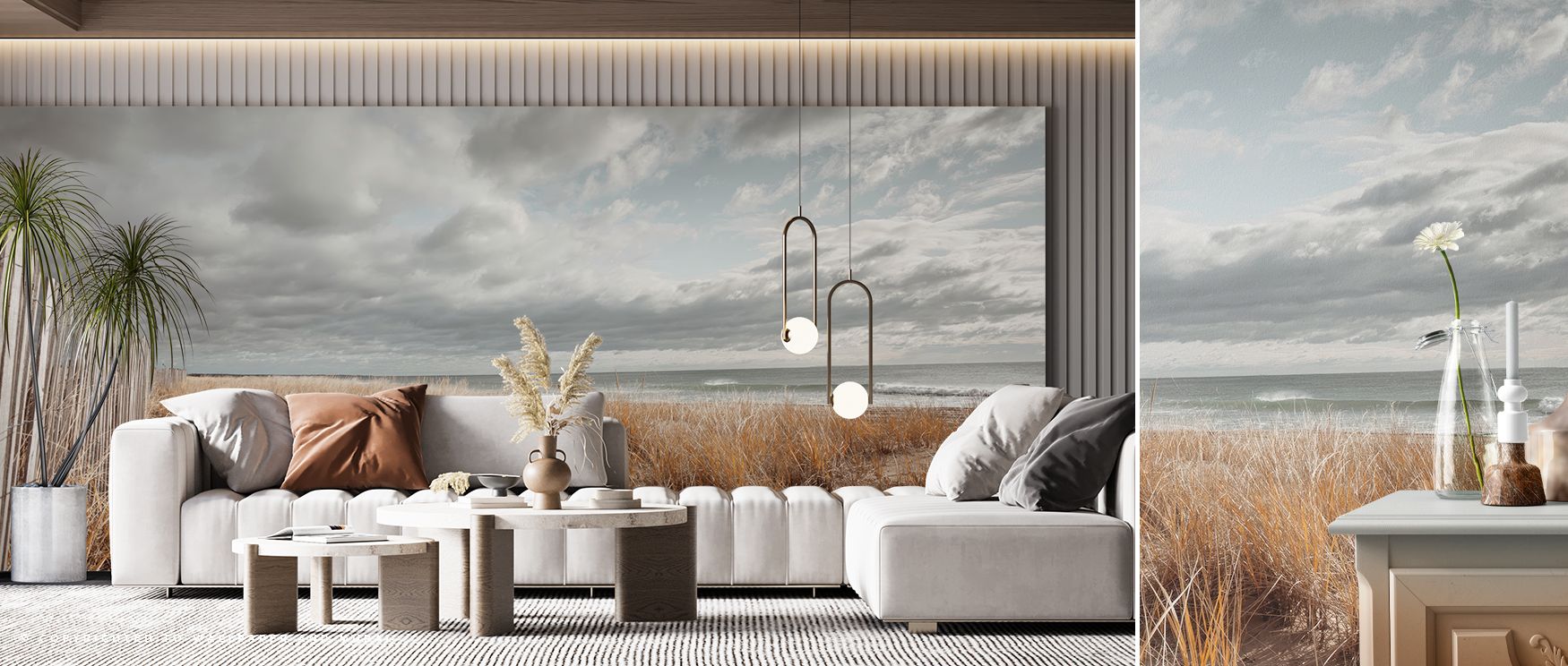 Atlantic Coast seascape mural wallpaper showcasing coastal tones, perfect for dining areas or living rooms, creating serene interiors enriched with decorative accents, seaside beauty, and refreshing calm. 