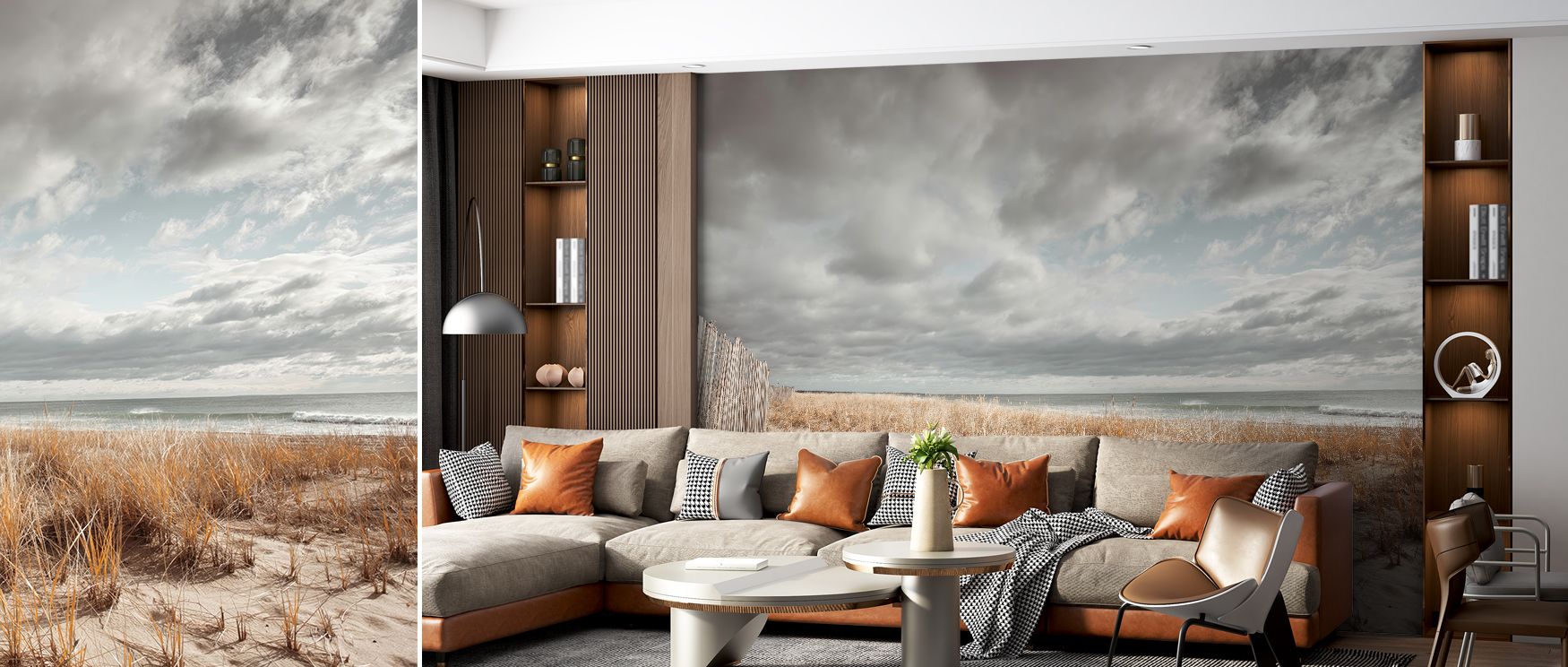 Tranquil Atlantic Coast scenic wallpaper mural showcasing ocean tones, ideal for bedrooms or offices, creating interiors enriched with coastal decorative accents, peaceful charm, and refreshing natural beauty. 