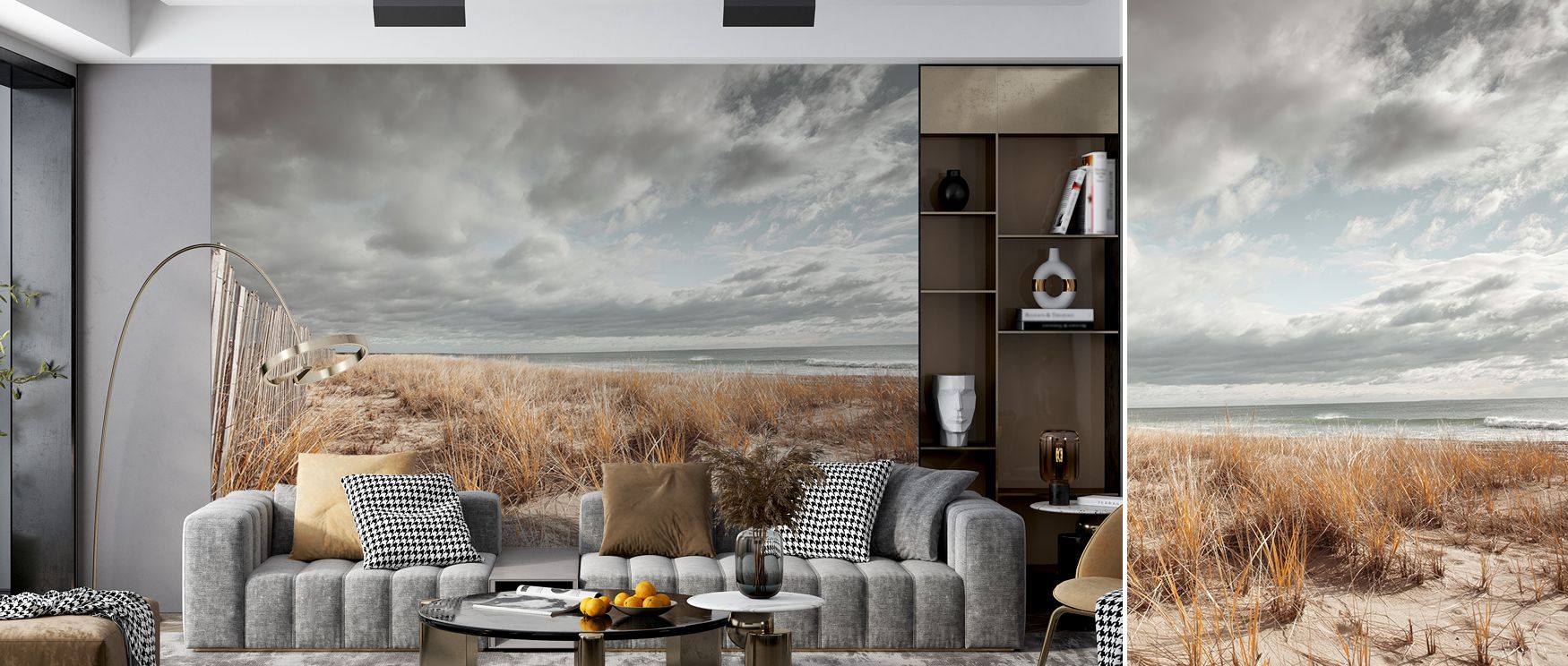 Scenic Atlantic Coast wallpaper mural enriched with seascape imagery, suitable for offices or study areas, providing decorative features that enrich interiors with coastal calm, refreshing tones, and natural charm. 