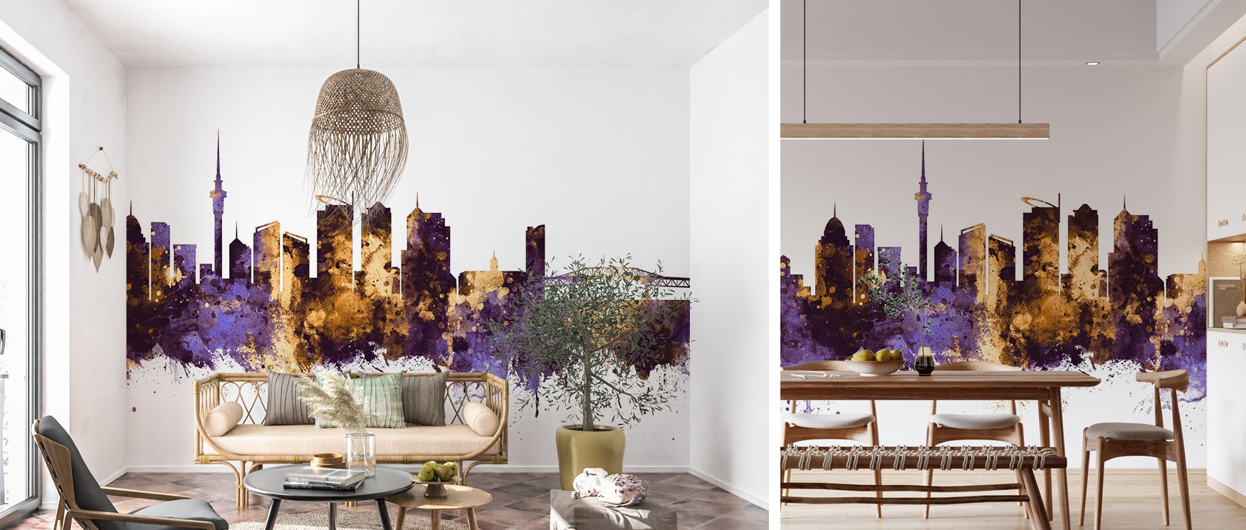 Auckland skyline mural wallpaper enriched with shimmering tones, suitable for bedrooms or creative spaces, providing decorative accents that enrich interiors with modern charm, cultural beauty, and stylish elegance. 