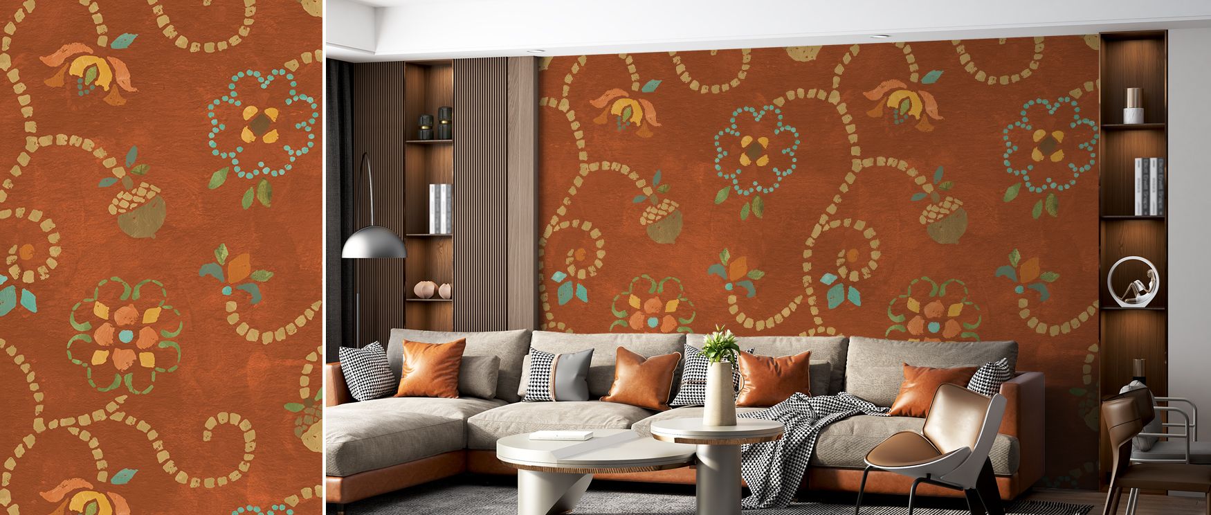 Artistic autumn acorns mural wallpaper enriched with seasonal tones, perfect for offices or lounges, offering decorative accents that create interiors filled with fall charm, nostalgic warmth, and cozy seasonal decorative features. 
