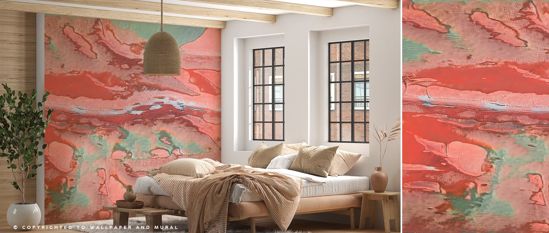 Decorative aware ruby abstract wallpaper mural filled with bold tones, perfect for offices or creative spaces, creating interiors enriched with luxurious artistry, confident style, and modern elegance. 