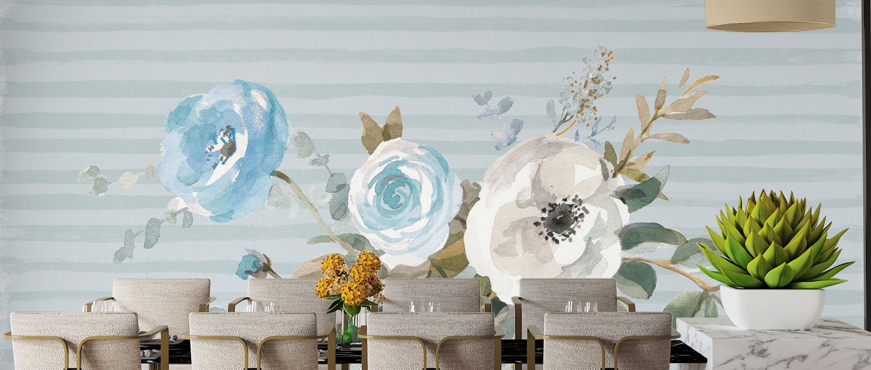 Soft floral imagery brightens walls with natural detail, enhancing bedrooms with rest, living rooms with refinement, and nurseries with gentle atmosphere. 