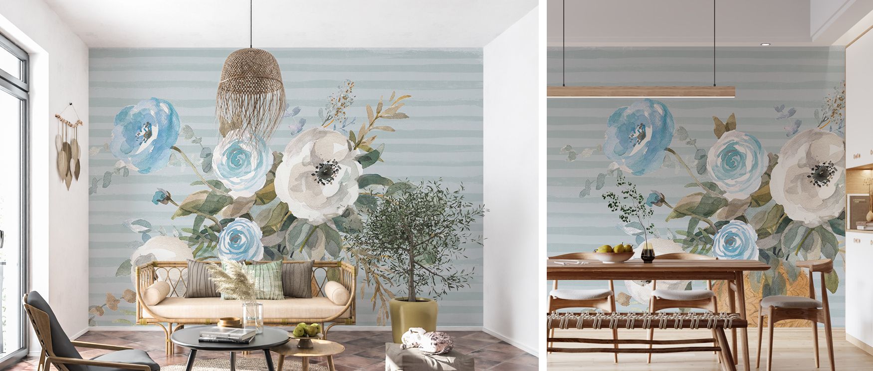 Petals and stems flow elegantly across the wallpaper, adding tranquility to bedrooms, charm to living rooms, and softness to nurseries, filling interiors with quiet grace. 