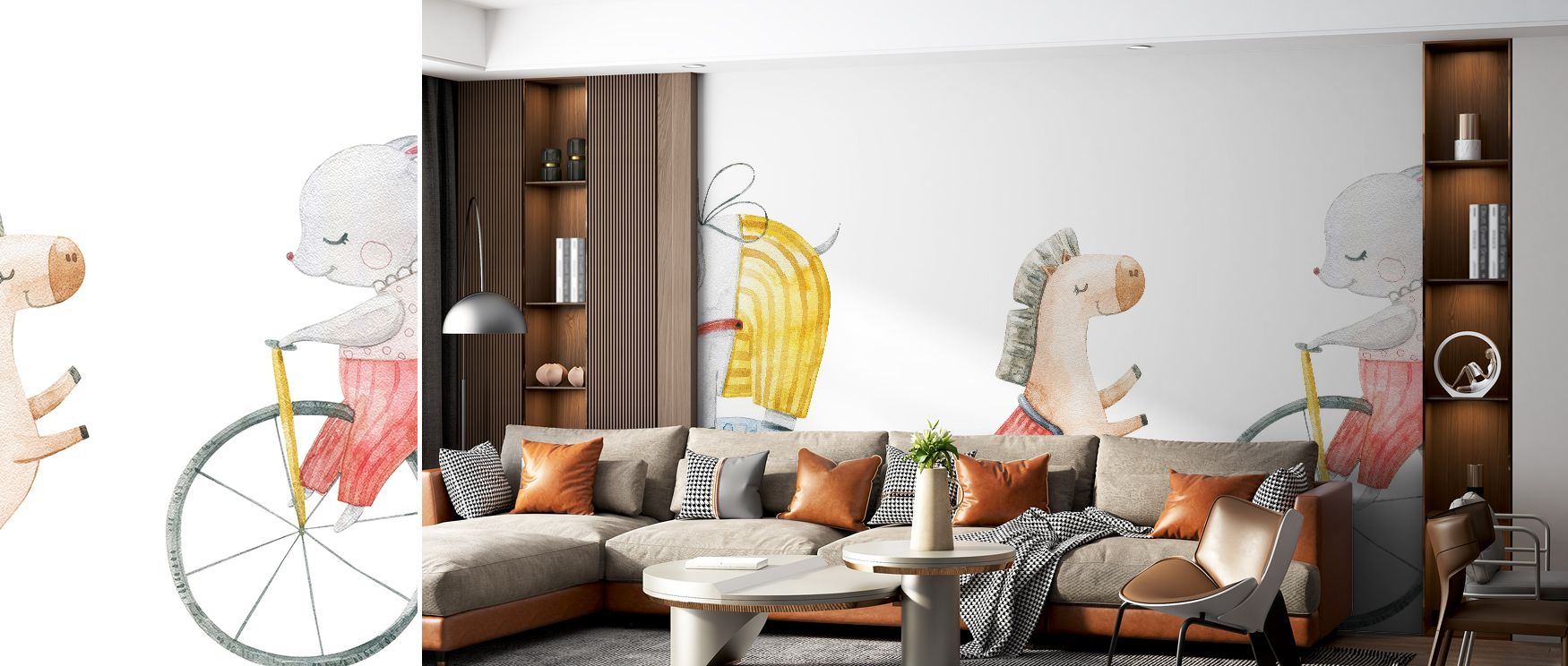 Characters parade joyfully across surfaces, adding charm to nurseries, vibrancy to children’s rooms, and energy to playrooms, ensuring interiors feel whimsical and warm. 