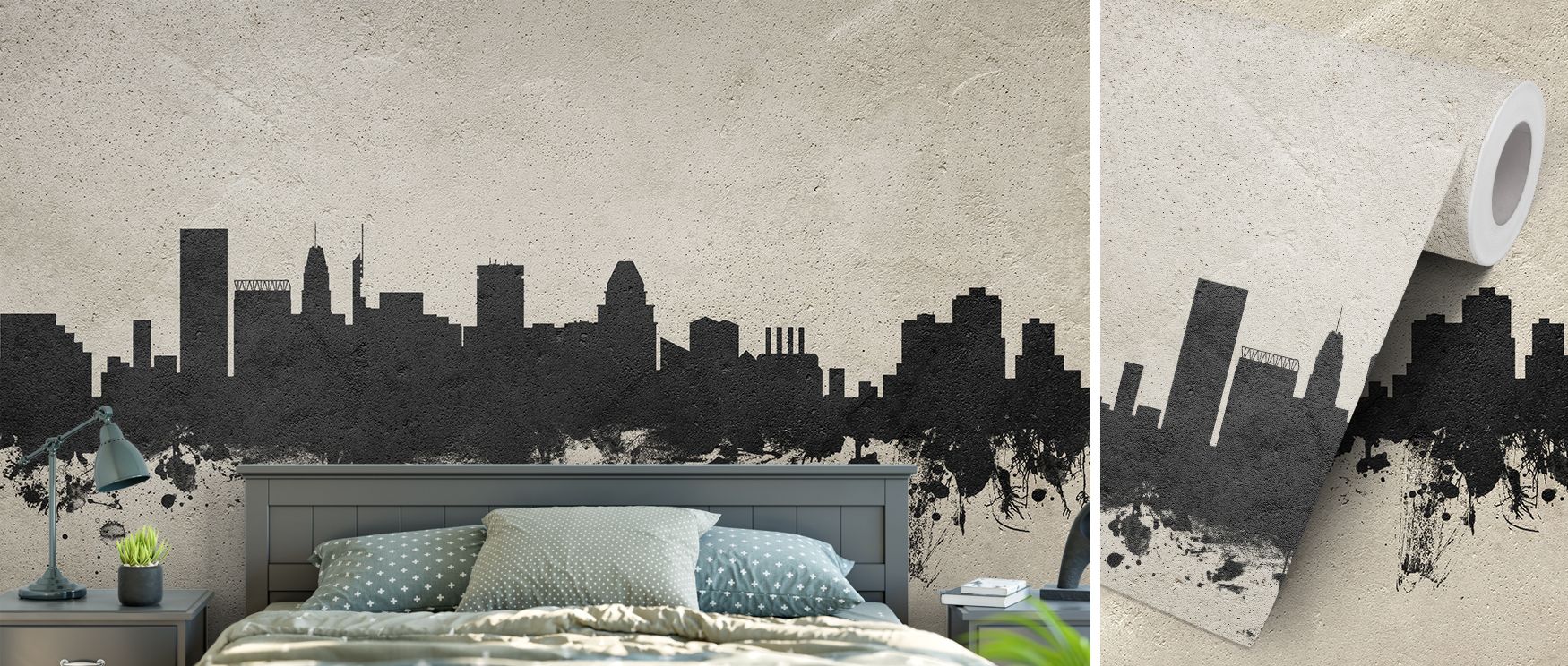 Concrete inspired artistry enriches skyline detail, enhancing bedrooms with refinement, living rooms with drama, and offices with bold character, reflecting metropolitan style. 