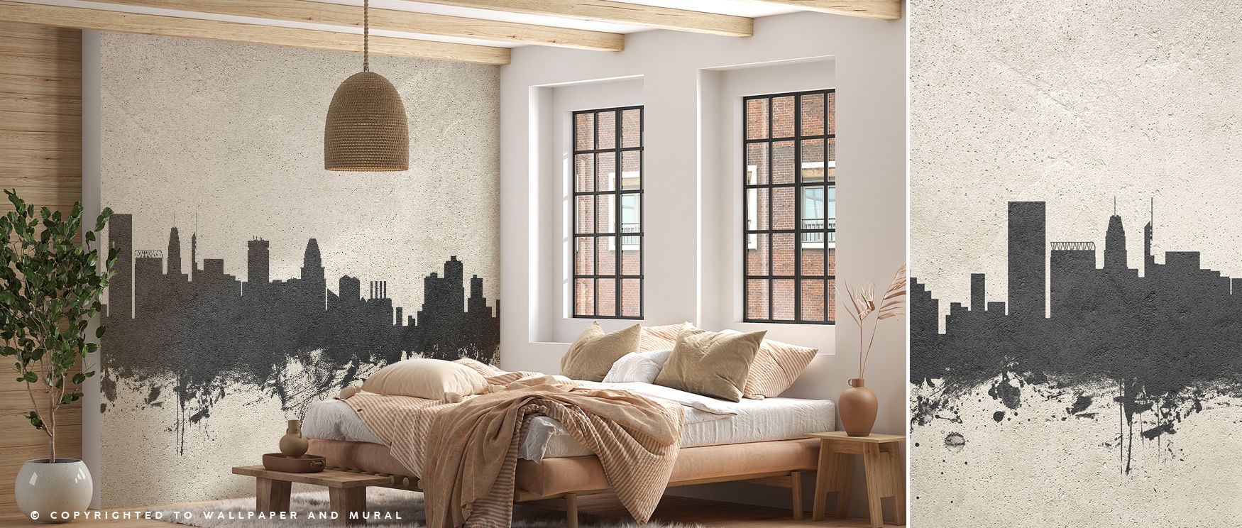 Modern rawness defines the design, adding calm to bedrooms, energy to living rooms, and focus to offices, blending industrial character with contemporary city pride. 