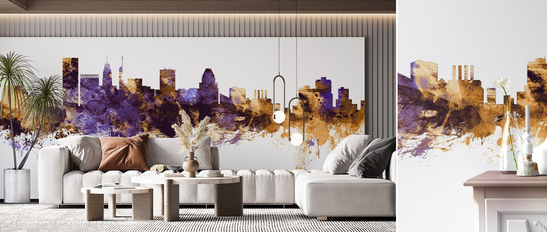 Iconic skyline imagery combines with vivid colors, adding rest to bedrooms, vibrancy to living rooms, and inspiration to offices, turning walls into artistic city showcases. 