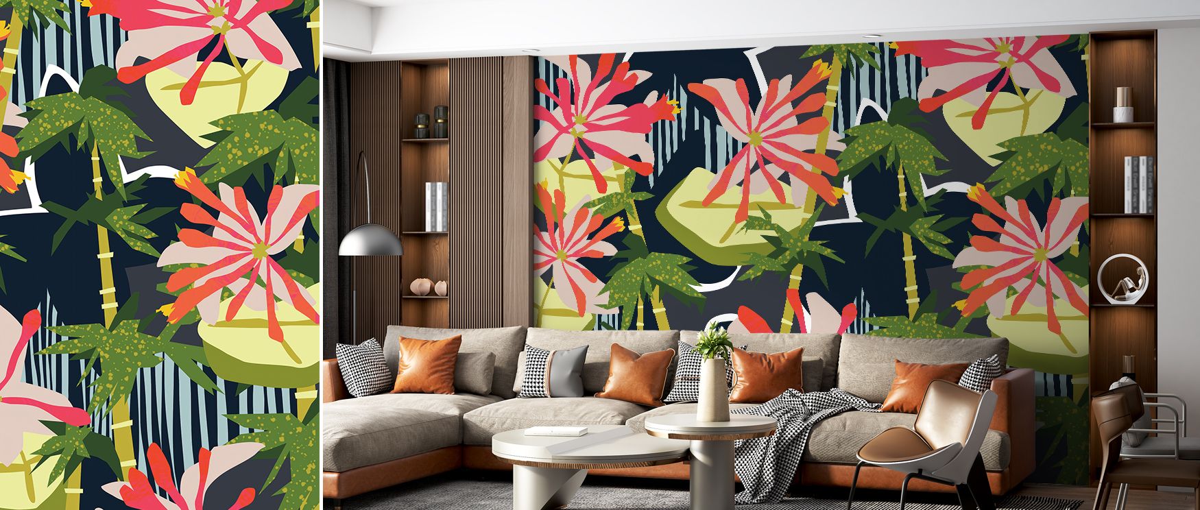 Botanical artistry enriches walls with bamboo and honeysuckle patterns, creating restful bedrooms, vibrant living rooms, and graceful hallways, ensuring interiors celebrate natural beauty with timeless sophistication. 