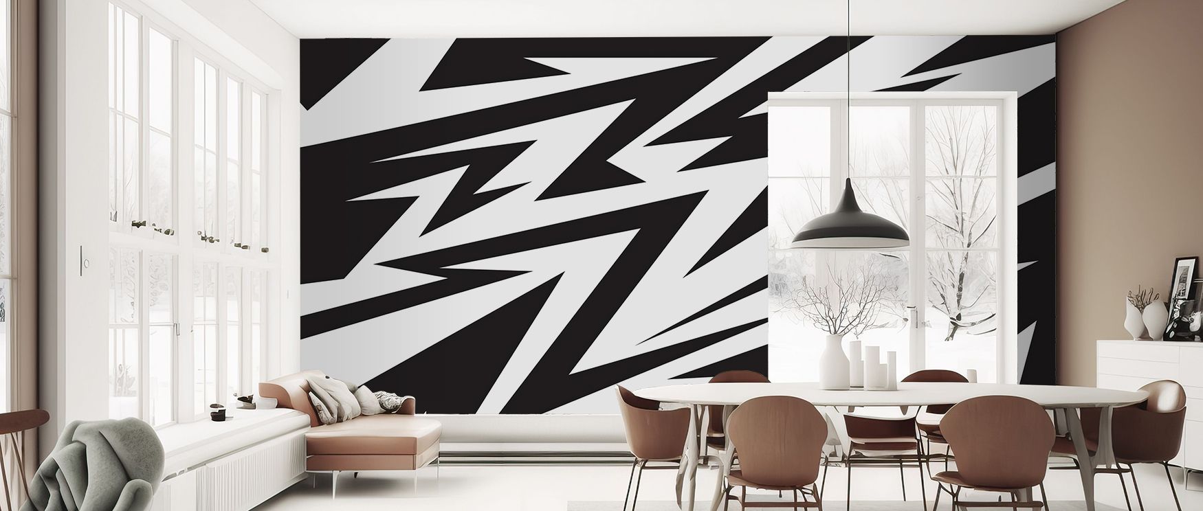 Dynamic layers of abstract motion enrich interiors with rest in bedrooms, energy in living rooms, and inspiration in offices, ensuring each wall feels alive with bold artistry. 