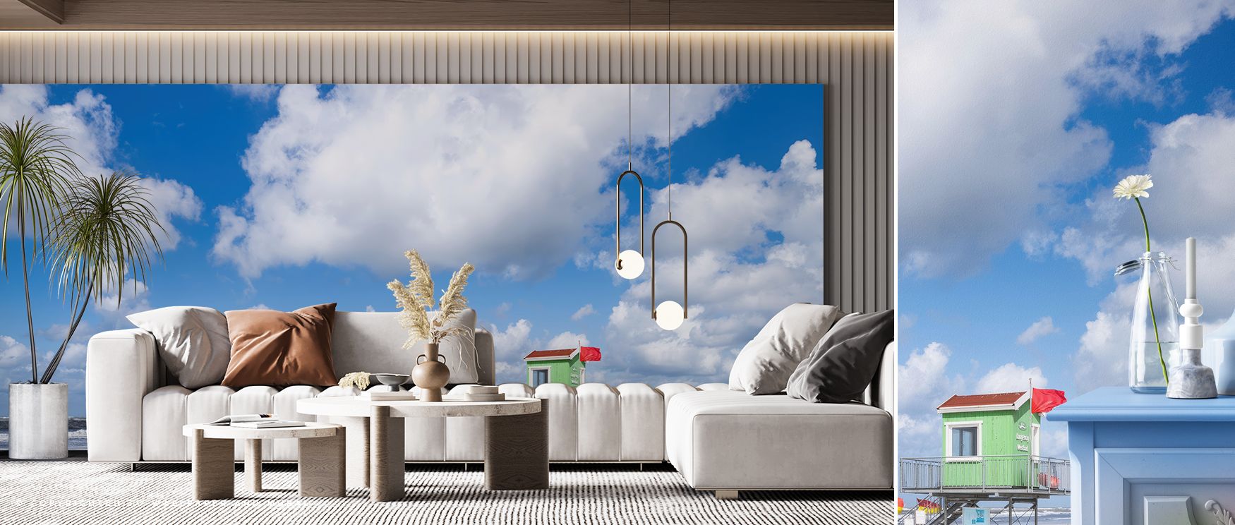 Shoreline inspired tones transform walls with elegance, making bedrooms restful, living rooms stylish, and bathrooms serene, ensuring interiors carry the comfort of seaside living. 