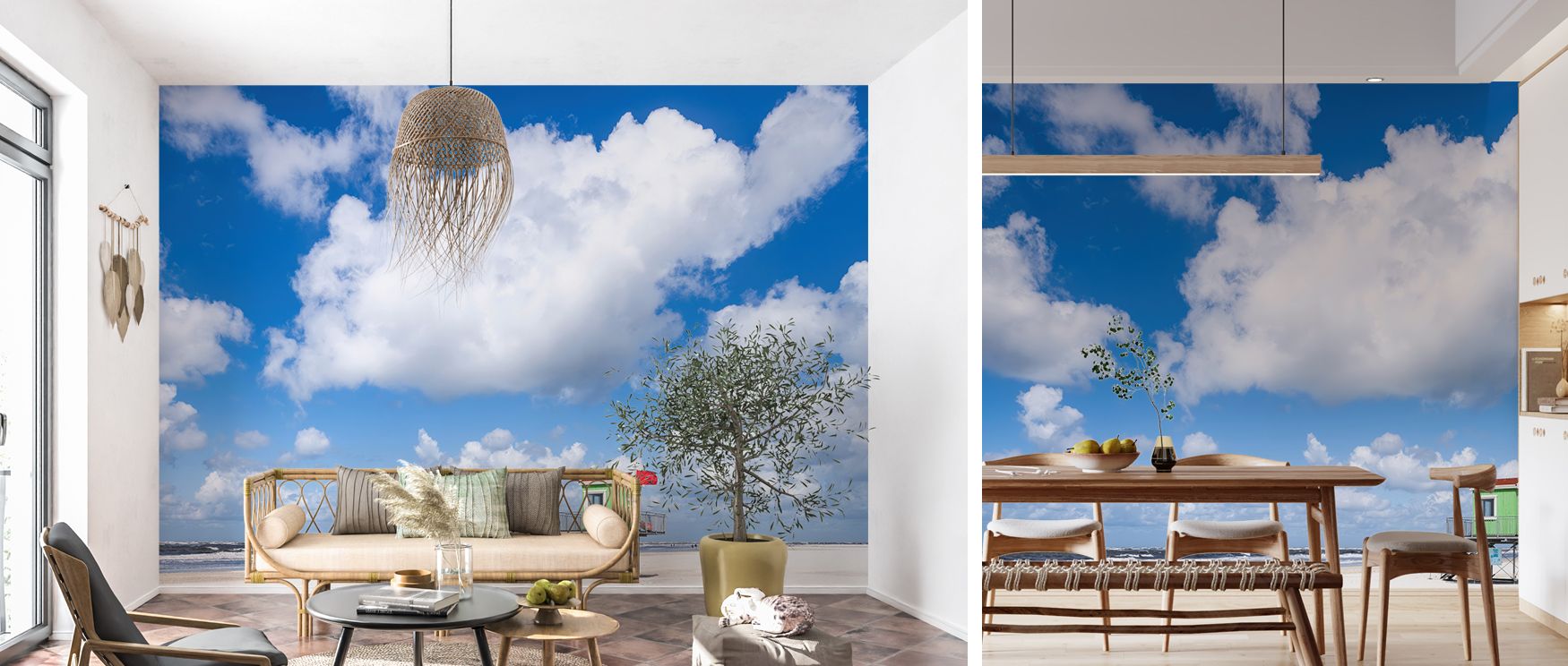 Waves of coastal imagery spread across the wallpaper, creating restful bedrooms, refreshing living rooms, and serene bathrooms, offering interiors relaxed seaside charm. 