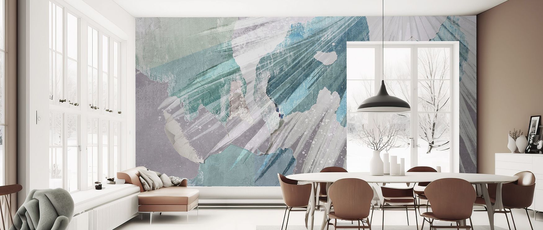 Abstract imagery glows across the wallpaper, offering serenity in bedrooms, vibrancy in living rooms, and creativity in offices, blending mystery with artistry in timeless fashion.